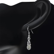 Ethnic Spiral Sterling Silver Earrings w/ Labradorite Stone, ep175